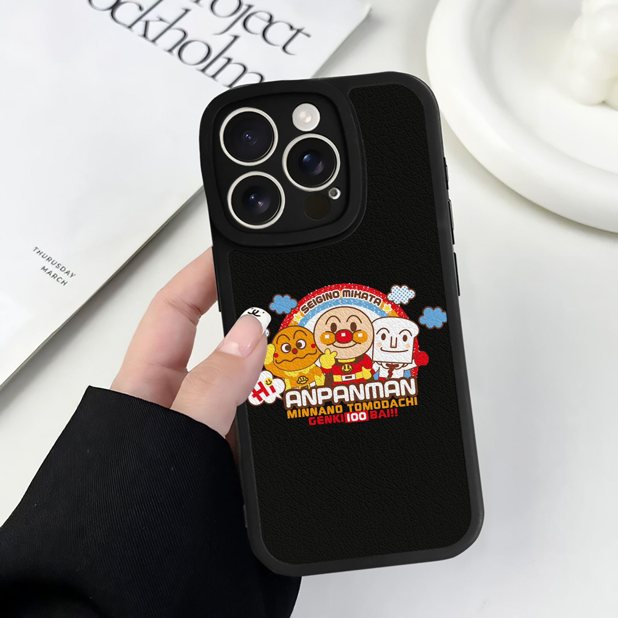 （画像用） アンパンマン Anpanman 【iPhone 16シリーズ対応】シリコンスマホケース（レザー調） 材質：シリコン